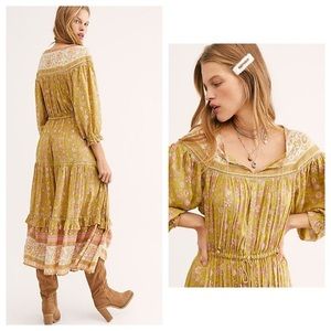 Dahlia Spell and the Gypsy Collective x Free People Green Floral Midi Dress